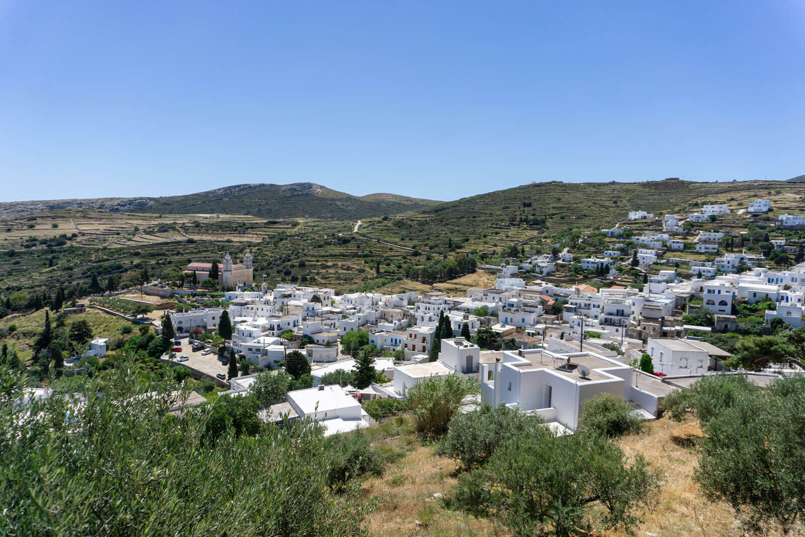 Panoramic view of Lefkes village in Paros