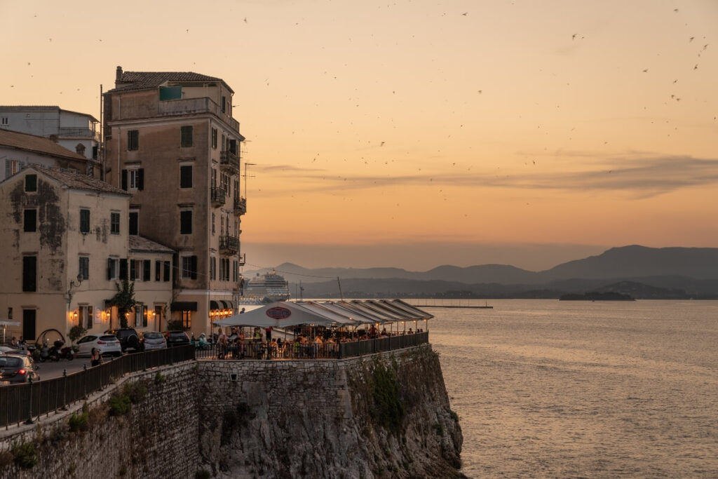 Corfu town at sunset