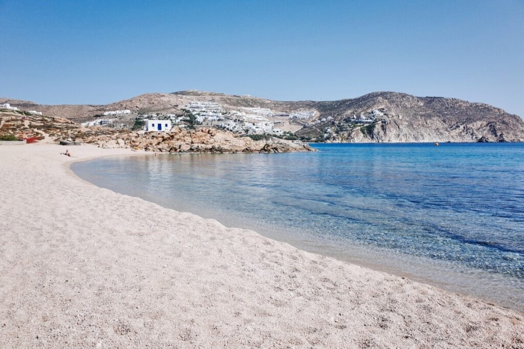 A sandy beach in Mykonos island