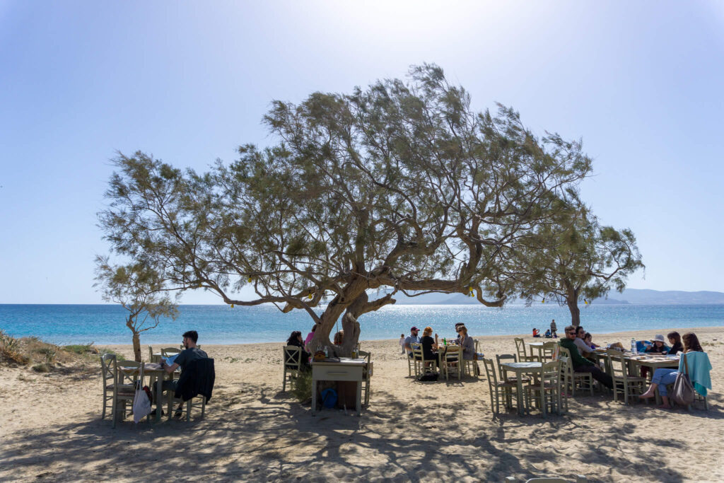 A tavern on a sandy beach in Naxos