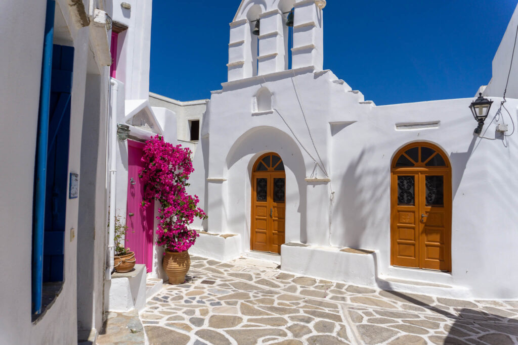 A little square with a church in Marpissa village