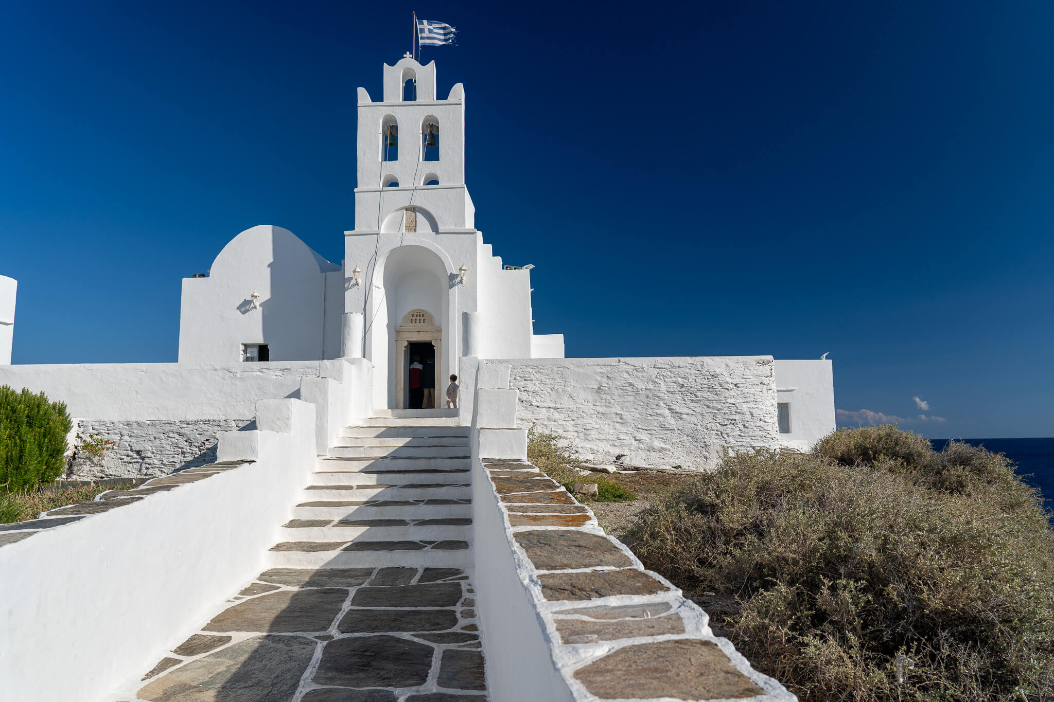 The front of Chrysopigi church in Sifnos